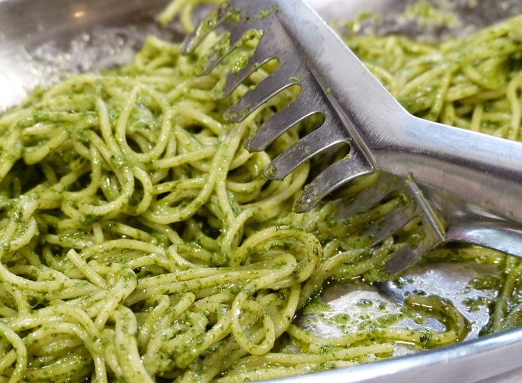 Pasta Recipe - Spaghetti with Pesto and Parmesan Cheese